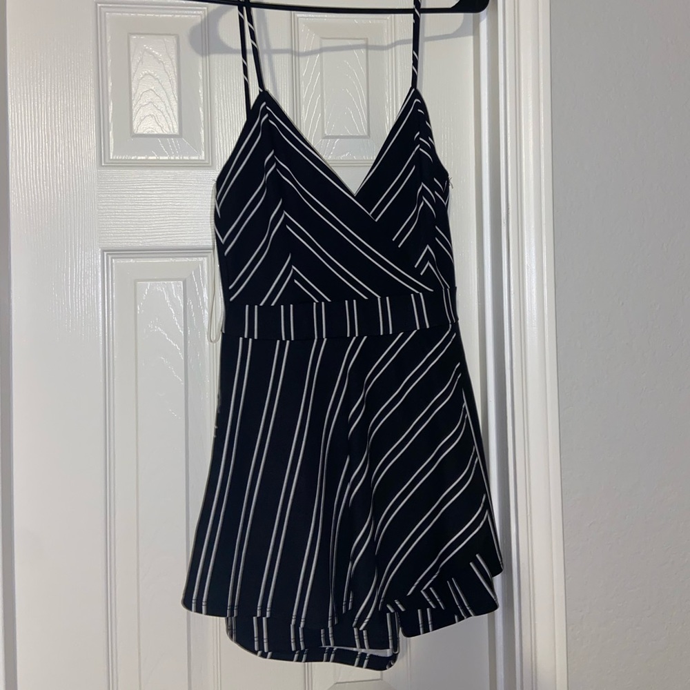 Black striped romper